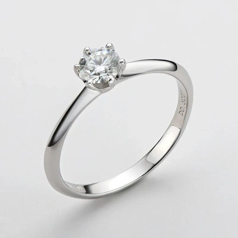 0.5ct Moissanite Round Cut Solitaire Ring in Gold Plated Sterling Silver