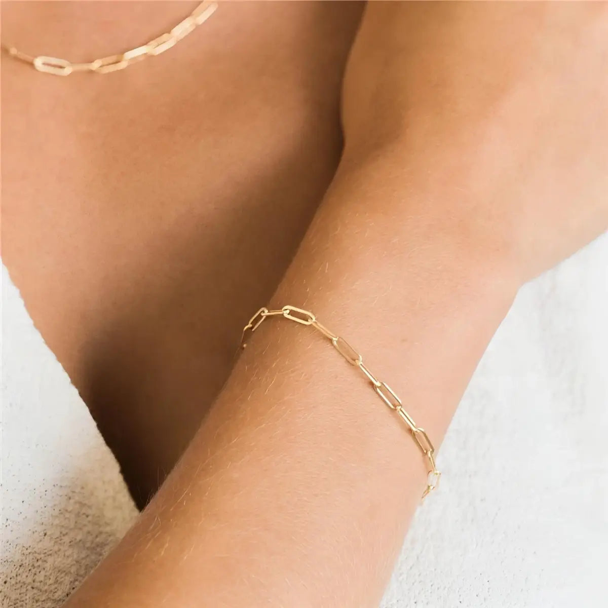 14K Gold Filled Paperclip Chain Bracelet | Lumorelle