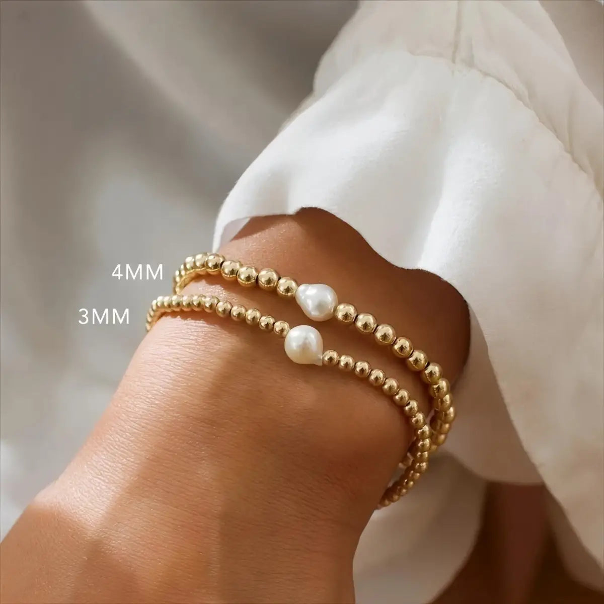 14k Gold Filled Bead Bracelet with a pearl