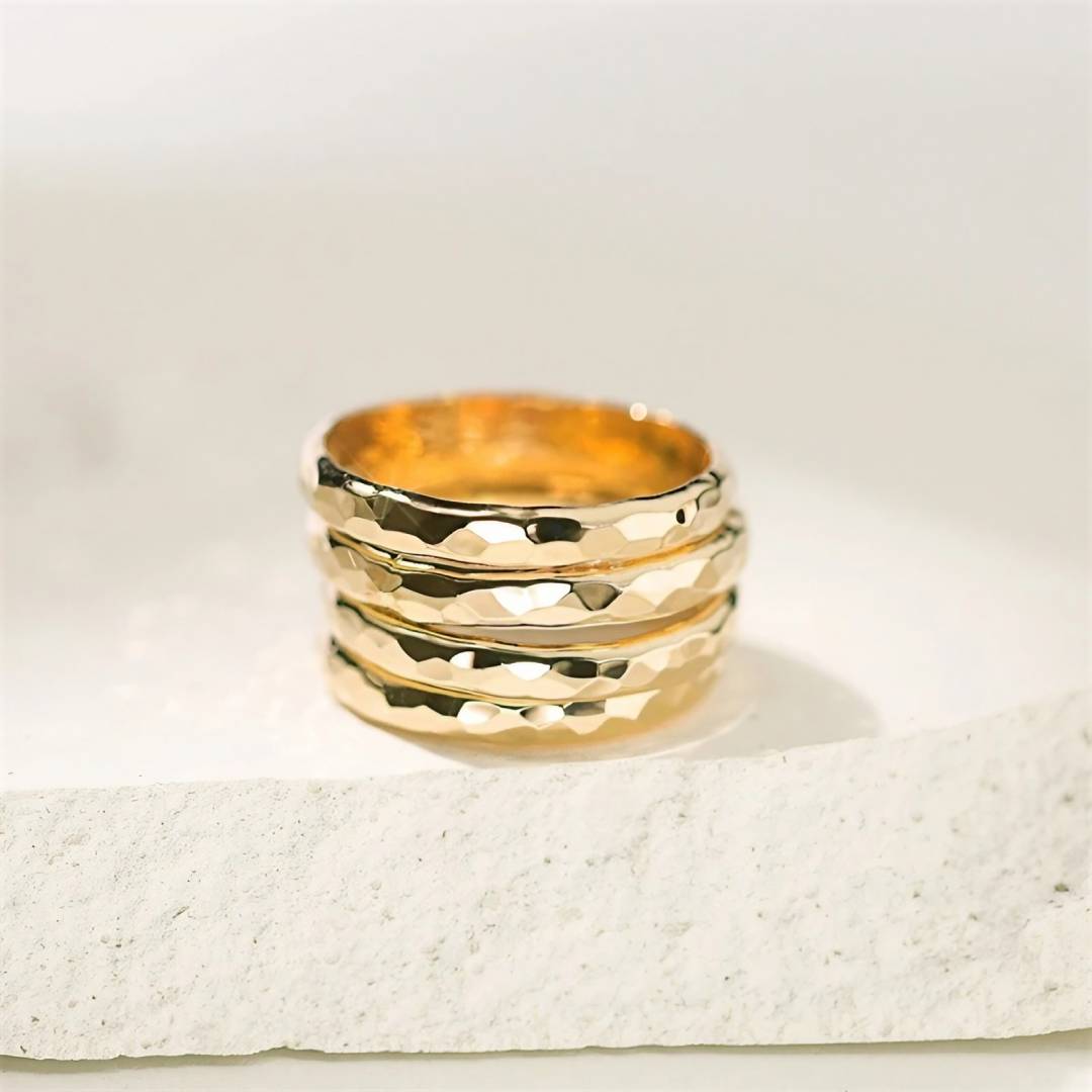 14k Gold Filled Hammered Band Ring