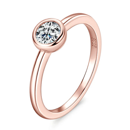 Bezel Moissanite Ring in Rose Gold