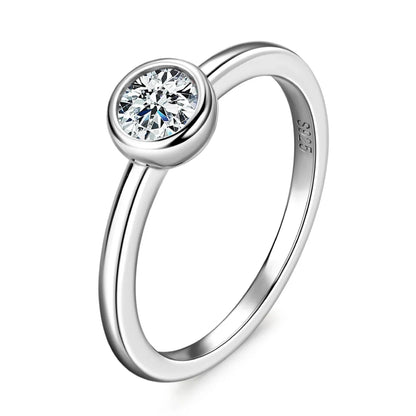 Bezel Moissanite Ring in Silver