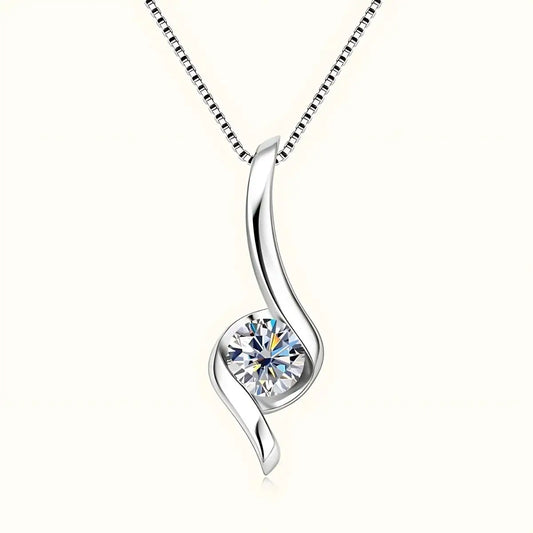 Dazzling Moissanite Pendant Necklace | 1 Carat Solitaire Twist