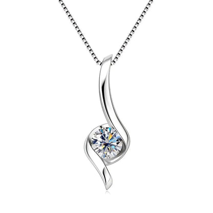 Dazzling Moissanite Pendant Necklace | 1 Carat Solitaire Twist