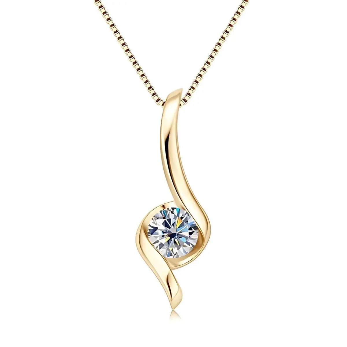 Dazzling Moissanite Pendant Necklace | 1 Carat Solitaire Twist