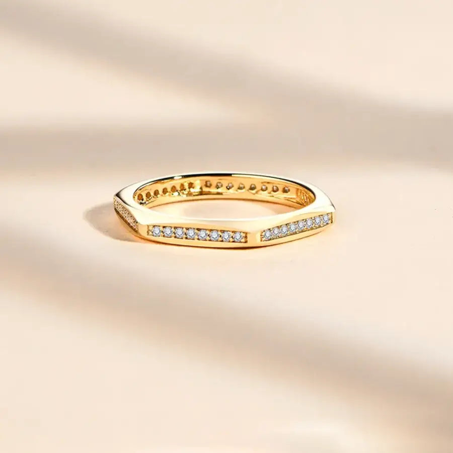 Moissanite Band Ring in 14k Gold-Plated Sterling Silver for Engagement