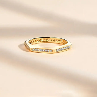 Moissanite Band Ring in 14k Gold-Plated Sterling Silver for Engagement