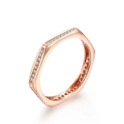 Moissanite Band Ring in 14k Rose Gold-Plated Sterling Silver for Engagement