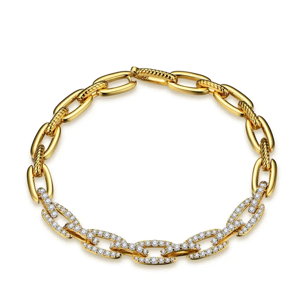 Moissanite Sterling Silver Bracelet with Elegant Link Chain Design