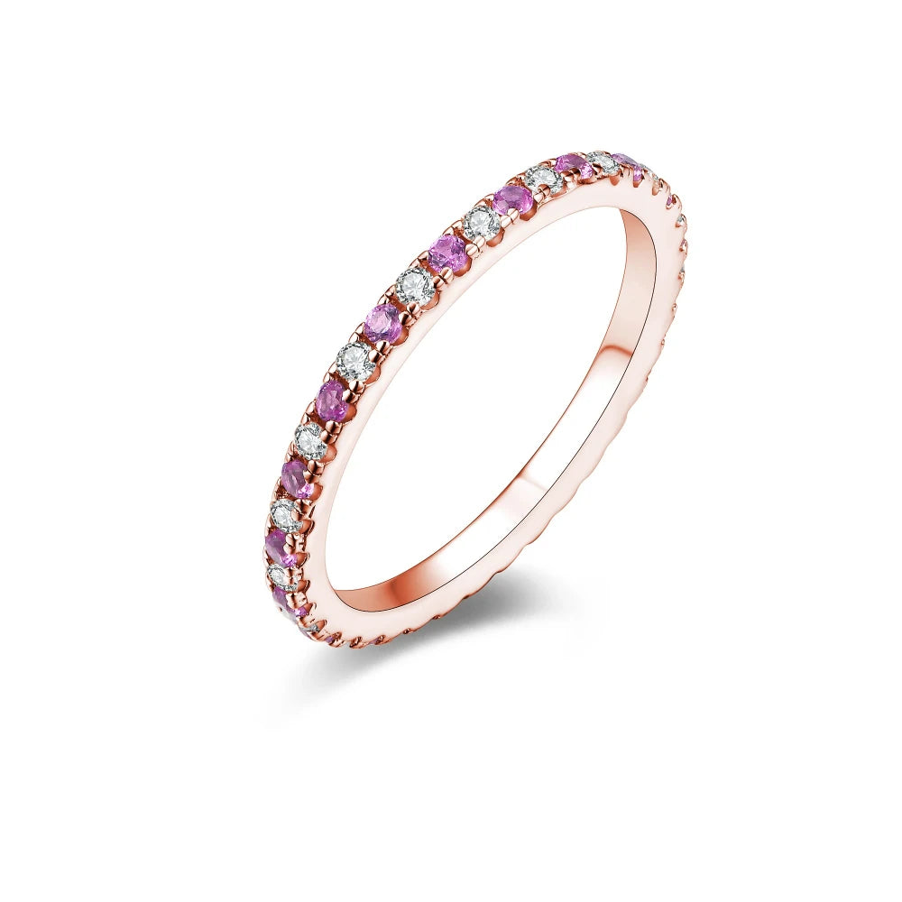 Sterling Silver Pink Sapphire Stackable Ring 