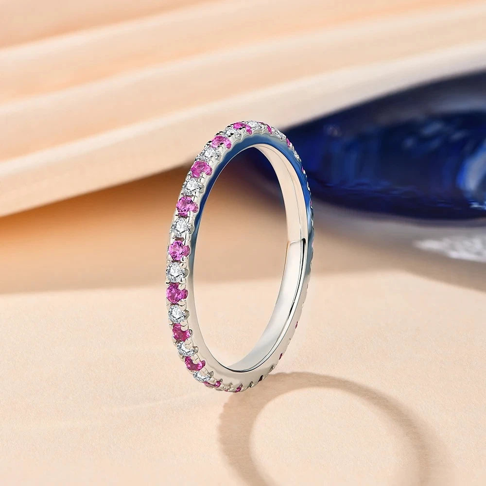 Sterling Silver Pink Sapphire Stackable Ring 