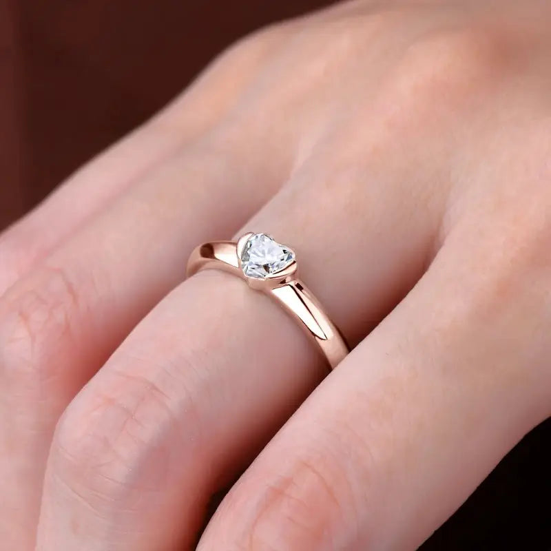 Sparkling Heart Solitaire Engagement Ring