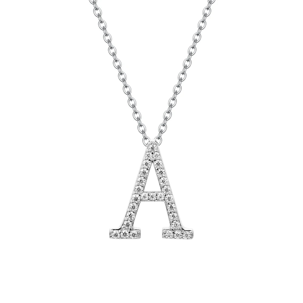 Sterling Silver Moissanite Initial Necklace