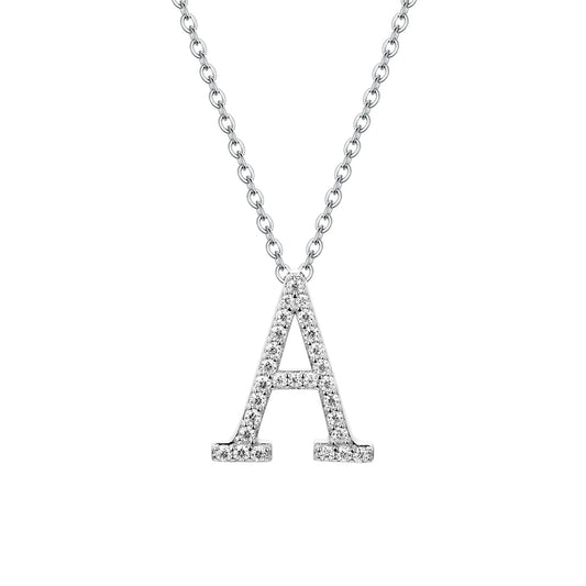 Sterling Silver Moissanite Initial Necklace