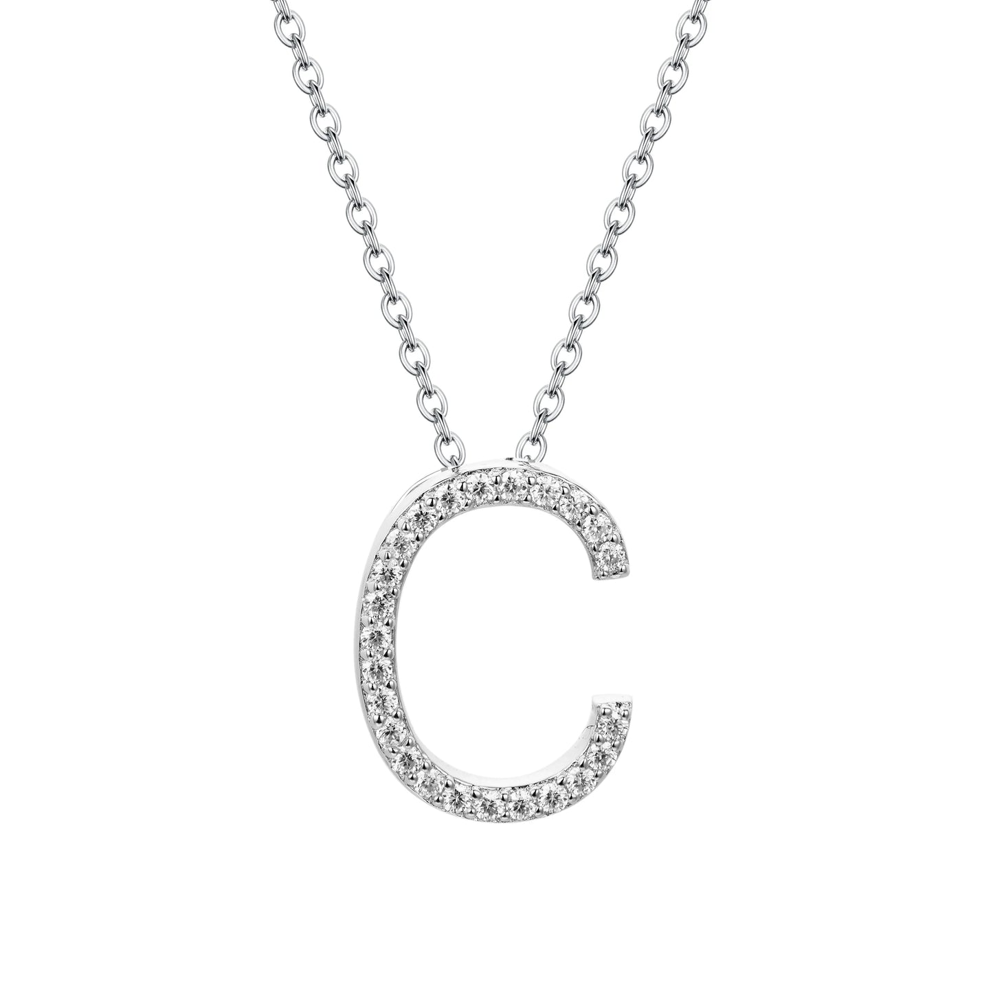 Sterling Silver Moissanite Initial Necklace