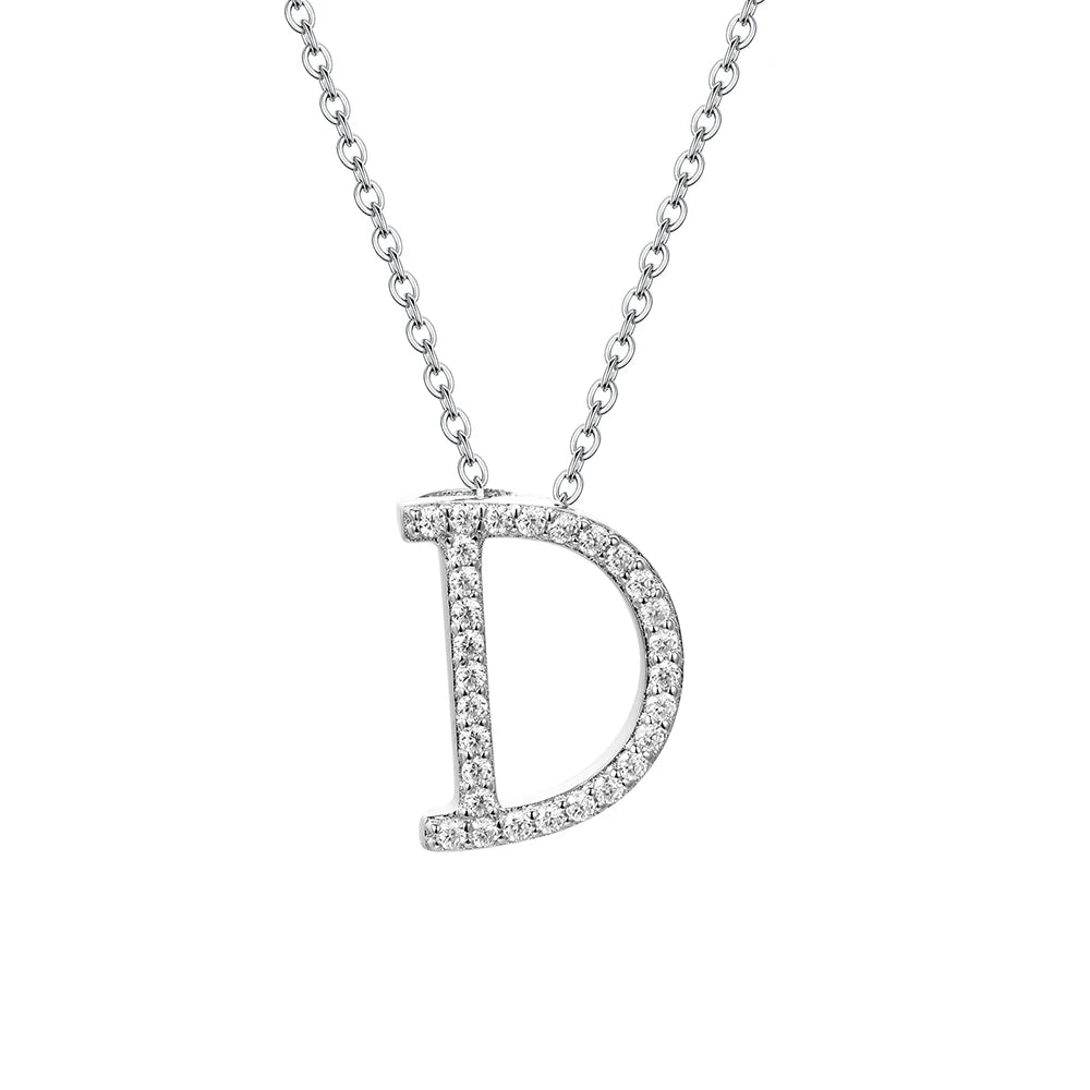 Sterling Silver Moissanite Initial Necklace