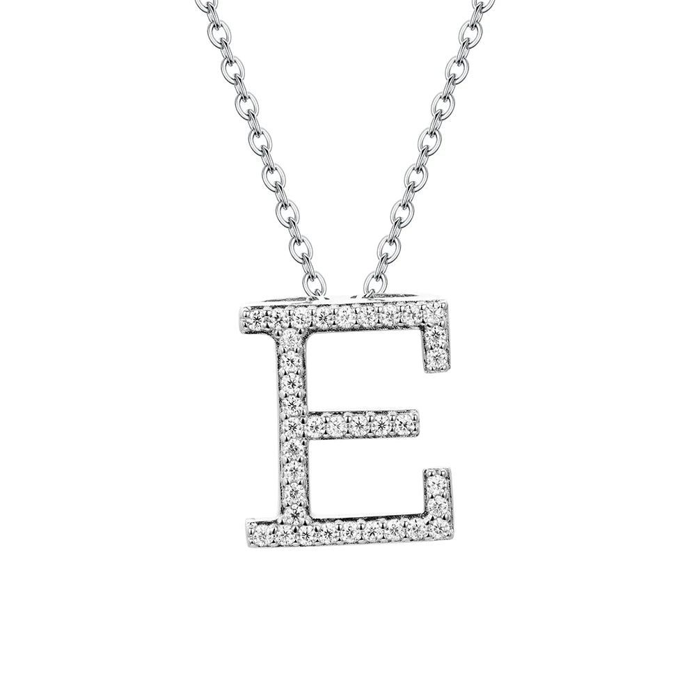 Sterling Silver Moissanite Initial Necklace