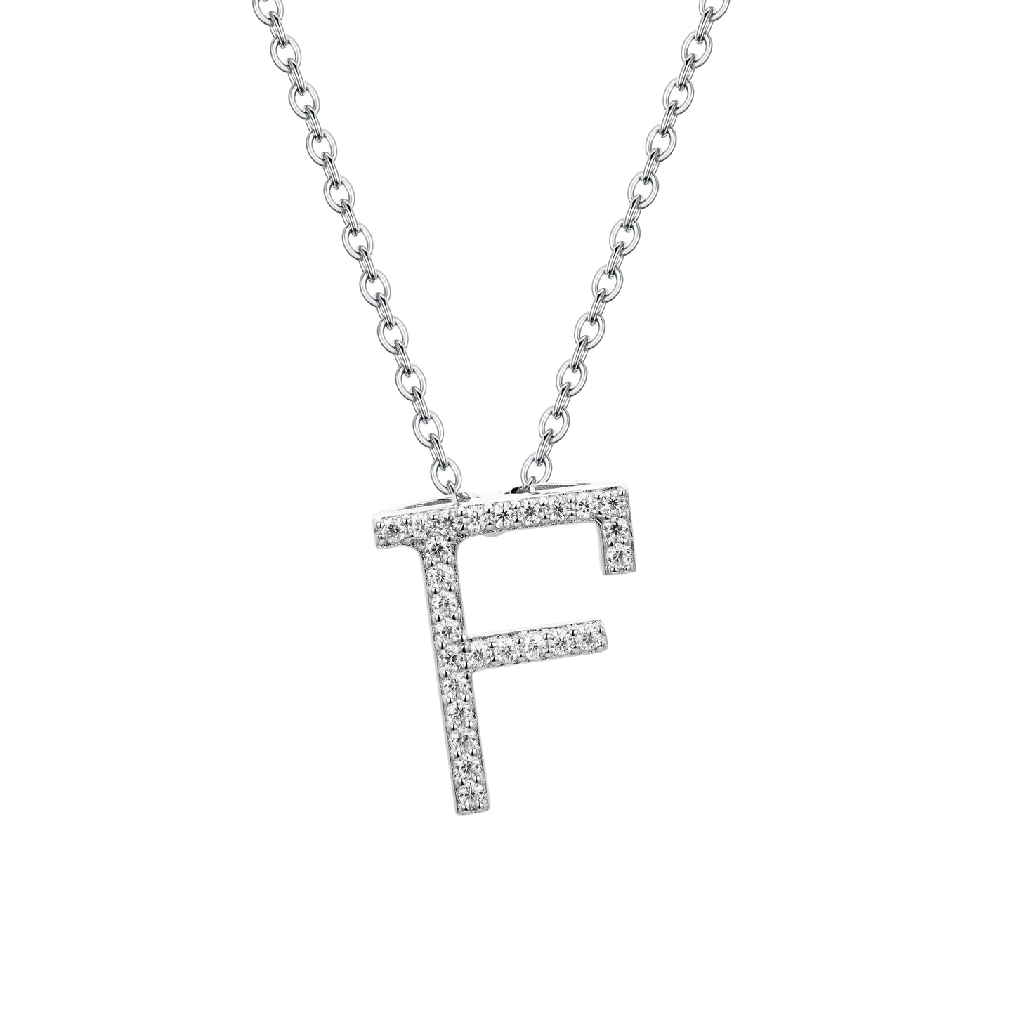 Sterling Silver Moissanite Initial Necklace