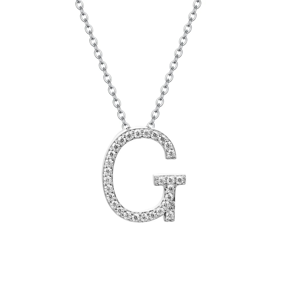 Sterling Silver Moissanite Initial Necklace