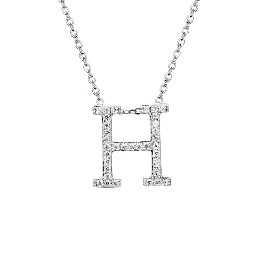 Sterling Silver Moissanite Initial Necklace