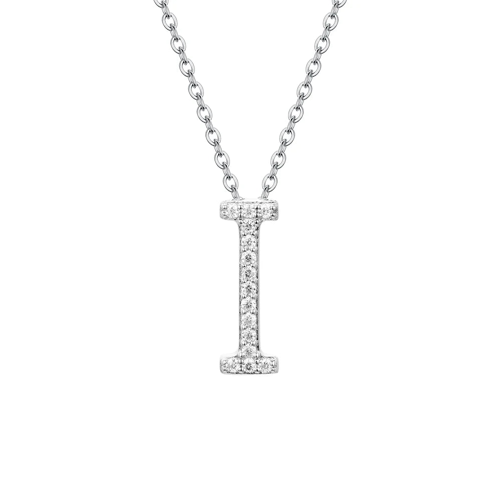 Sterling Silver Moissanite Initial Necklace