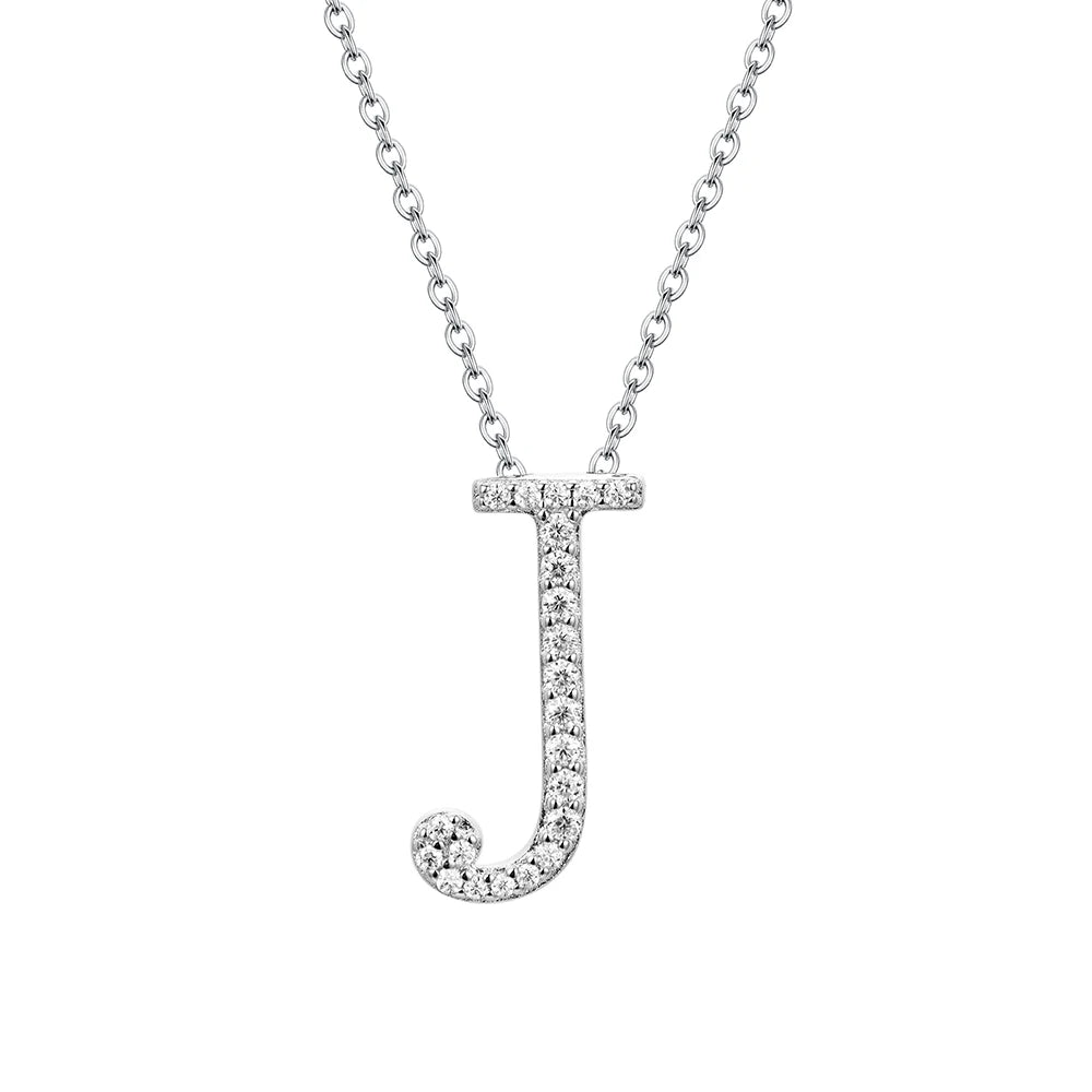 Sterling Silver Moissanite Initial Necklace