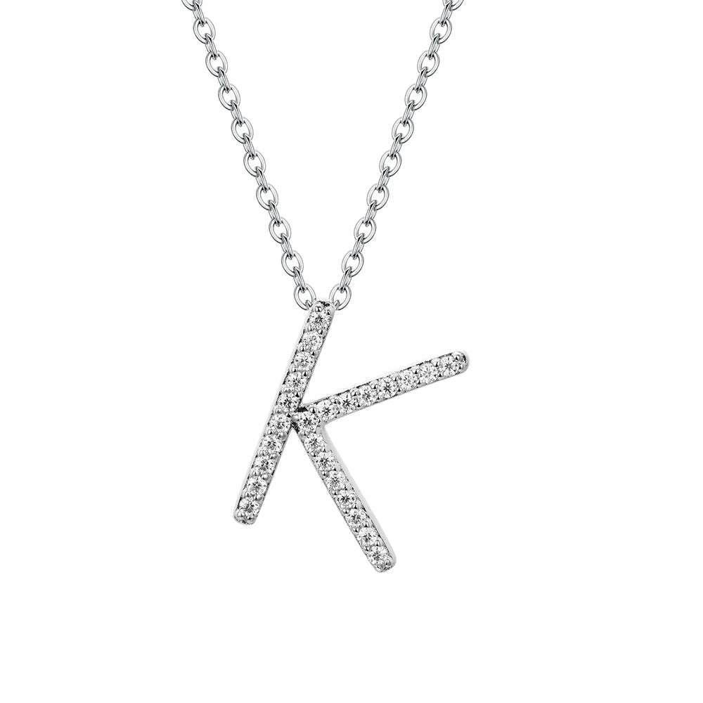 Sterling Silver Moissanite Initial Necklace