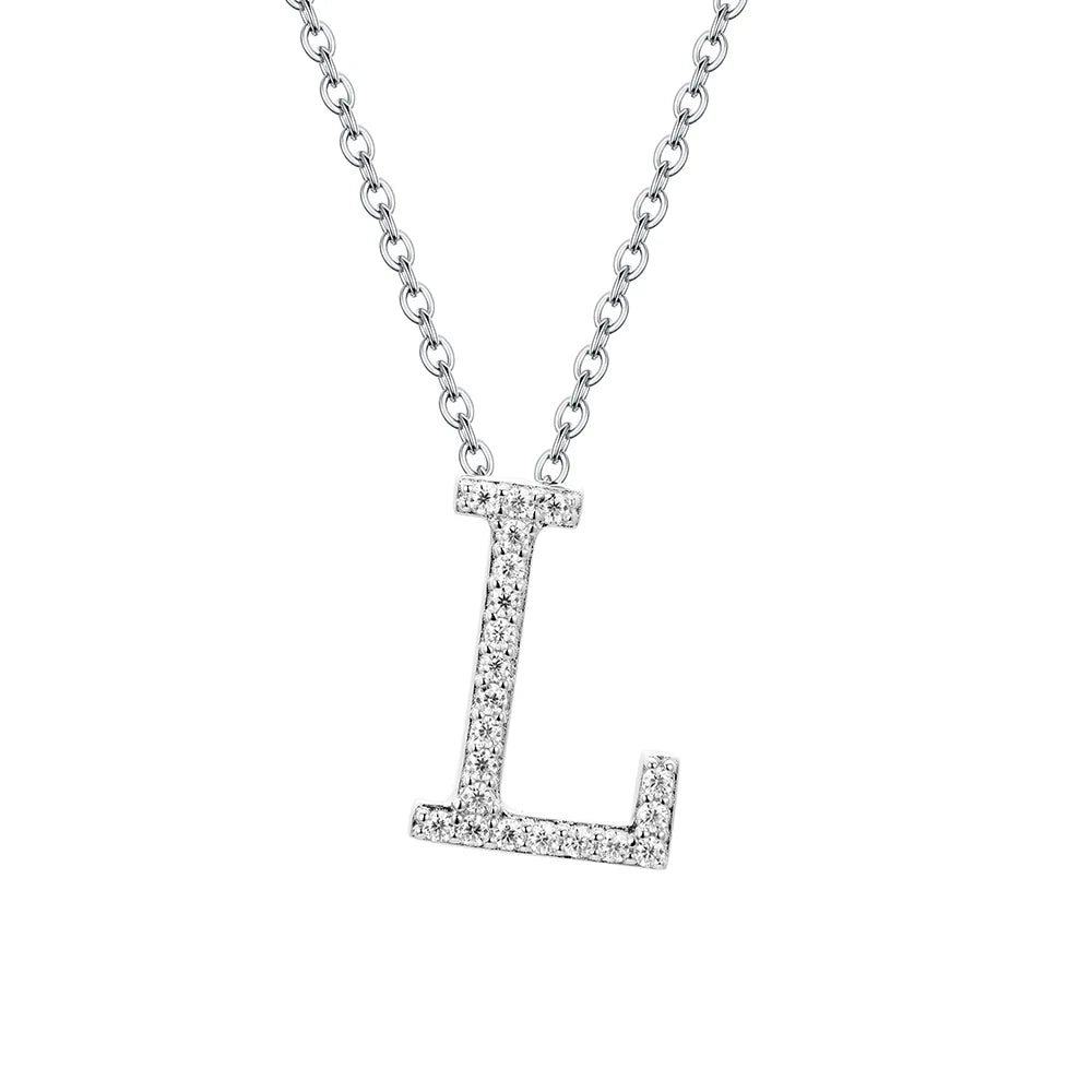 Sterling Silver Moissanite Initial Necklace