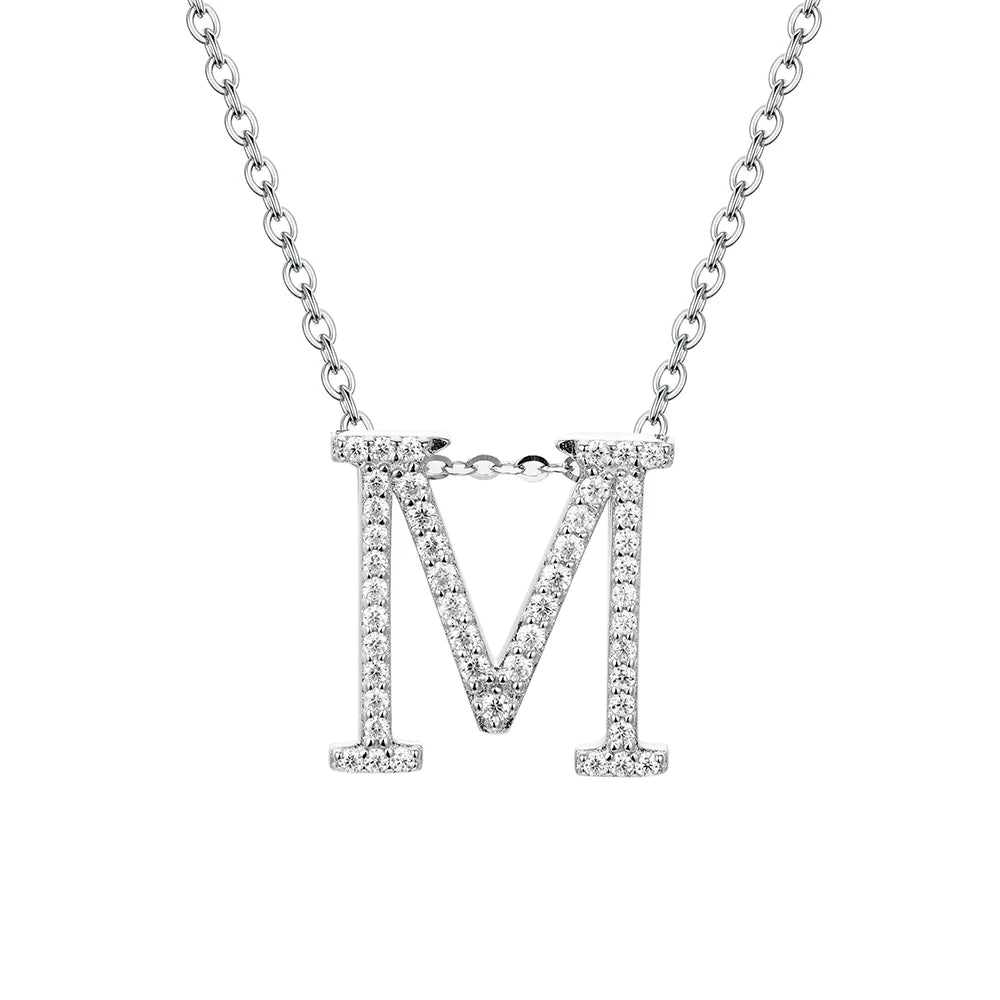 Sterling Silver Moissanite Initial Necklace