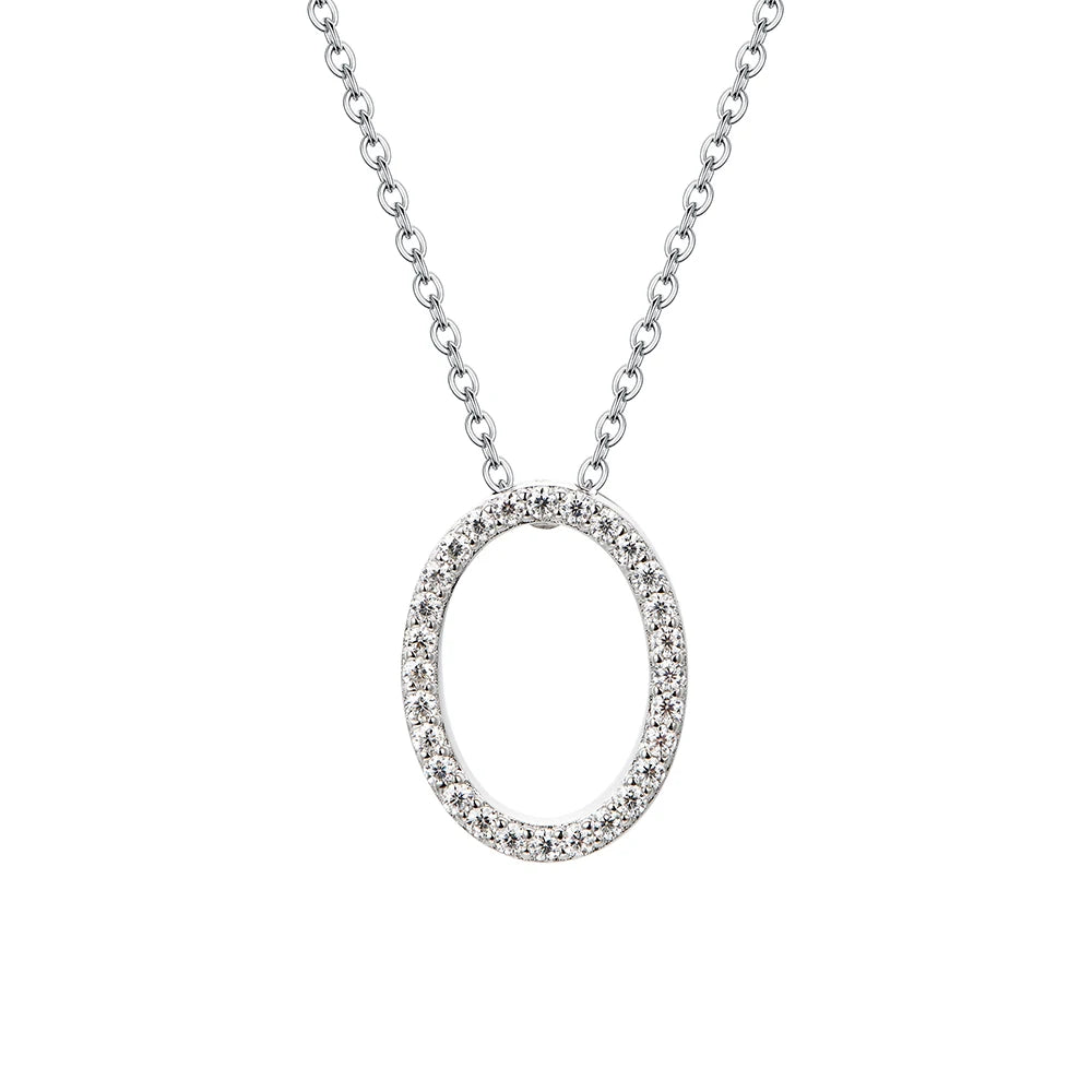 Sterling Silver Moissanite Initial Necklace