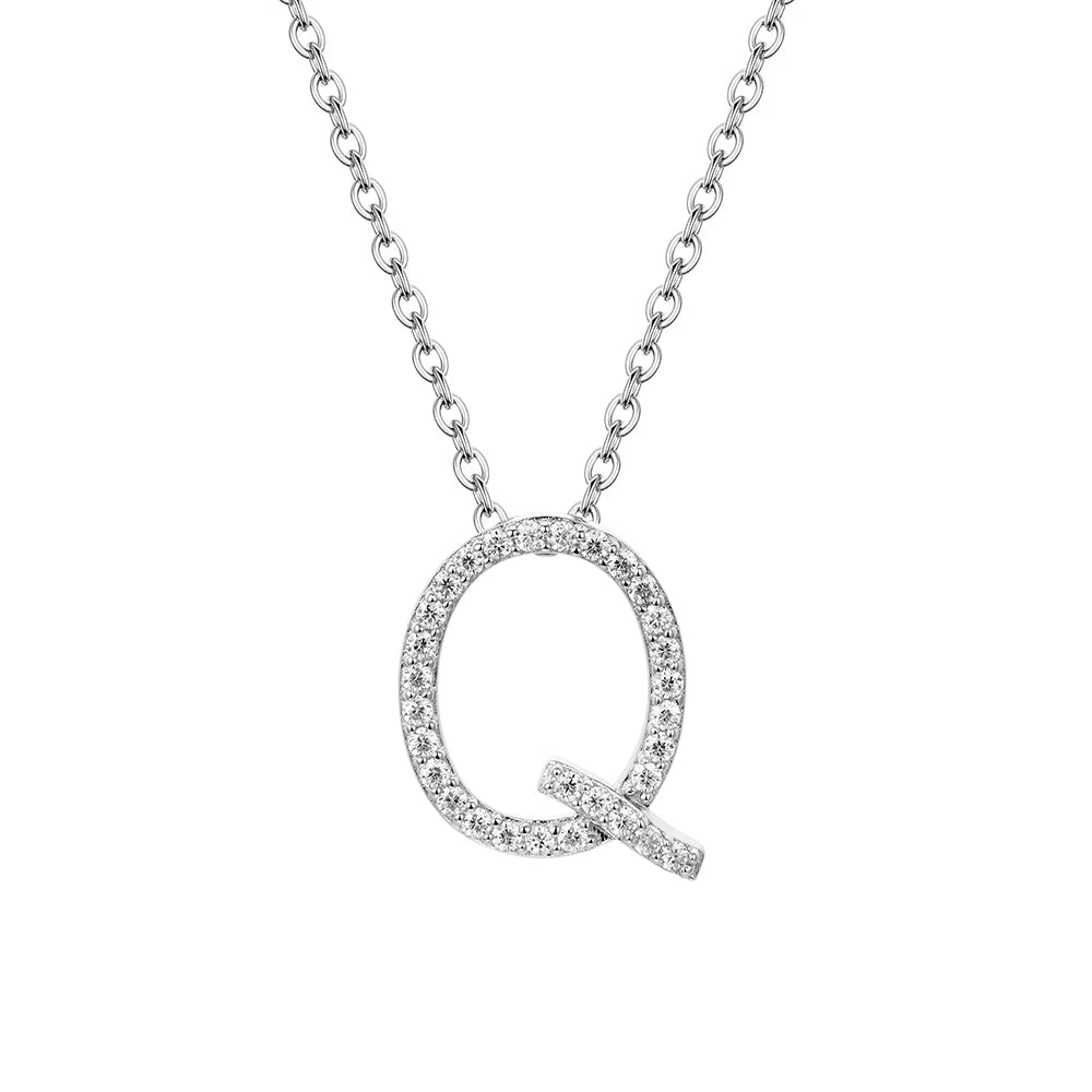 Sterling Silver Moissanite Initial Necklace