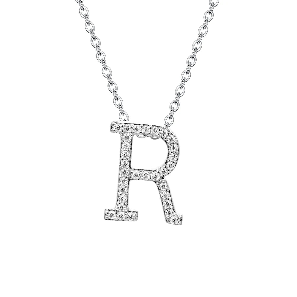 Sterling Silver Moissanite Initial Necklace