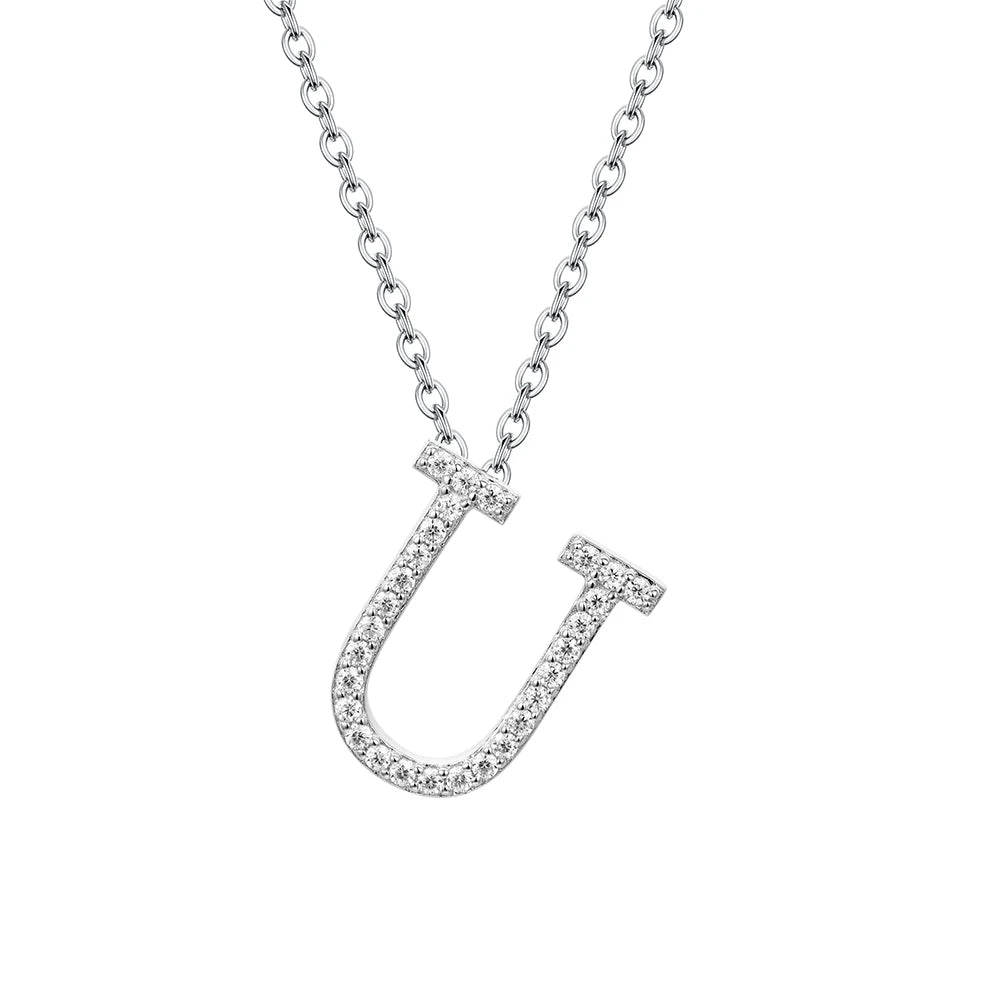 Sterling Silver Moissanite Initial Necklace