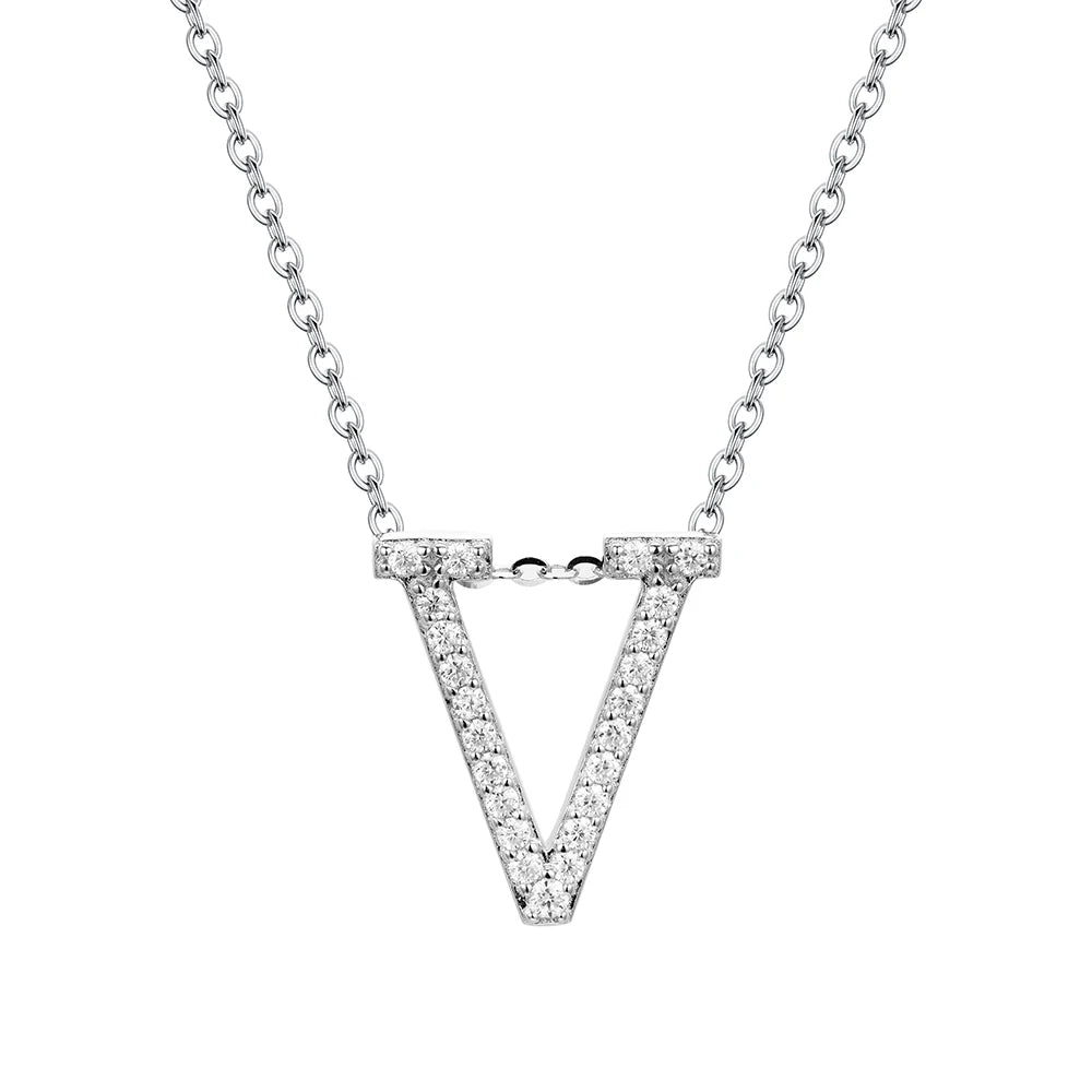 Sterling Silver Moissanite Initial Necklace