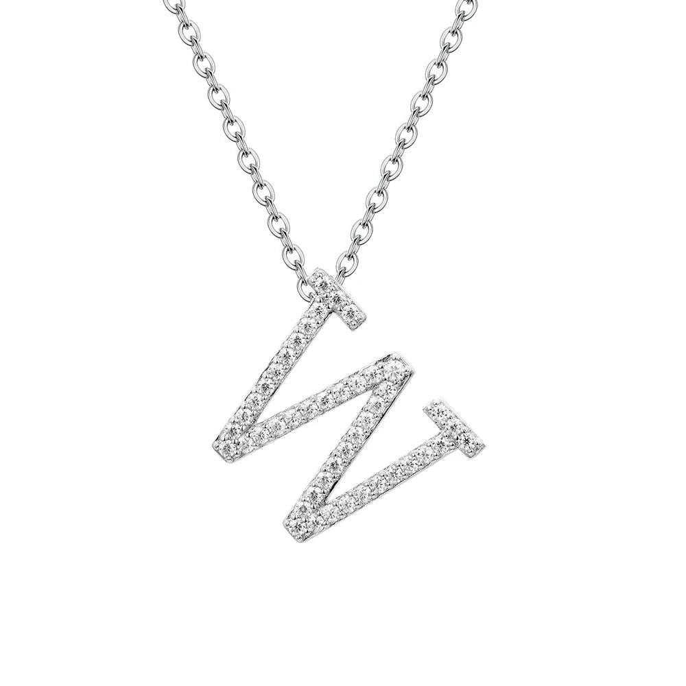 Sterling Silver Moissanite Initial Necklace