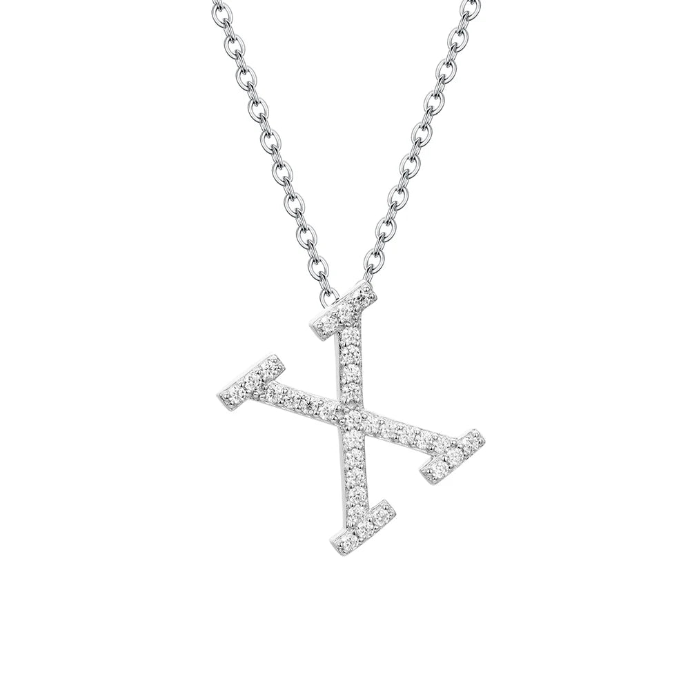 Sterling Silver Moissanite Initial Necklace