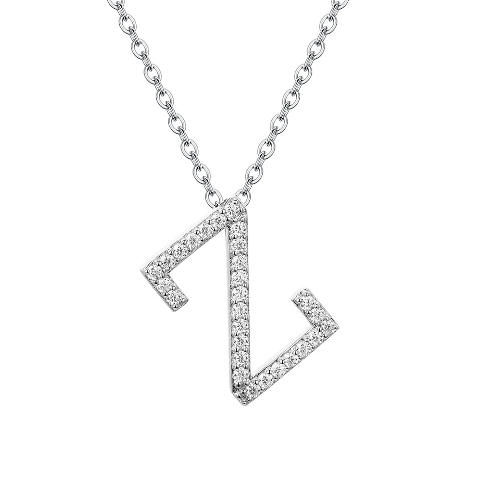 Sterling Silver Moissanite Initial Necklace