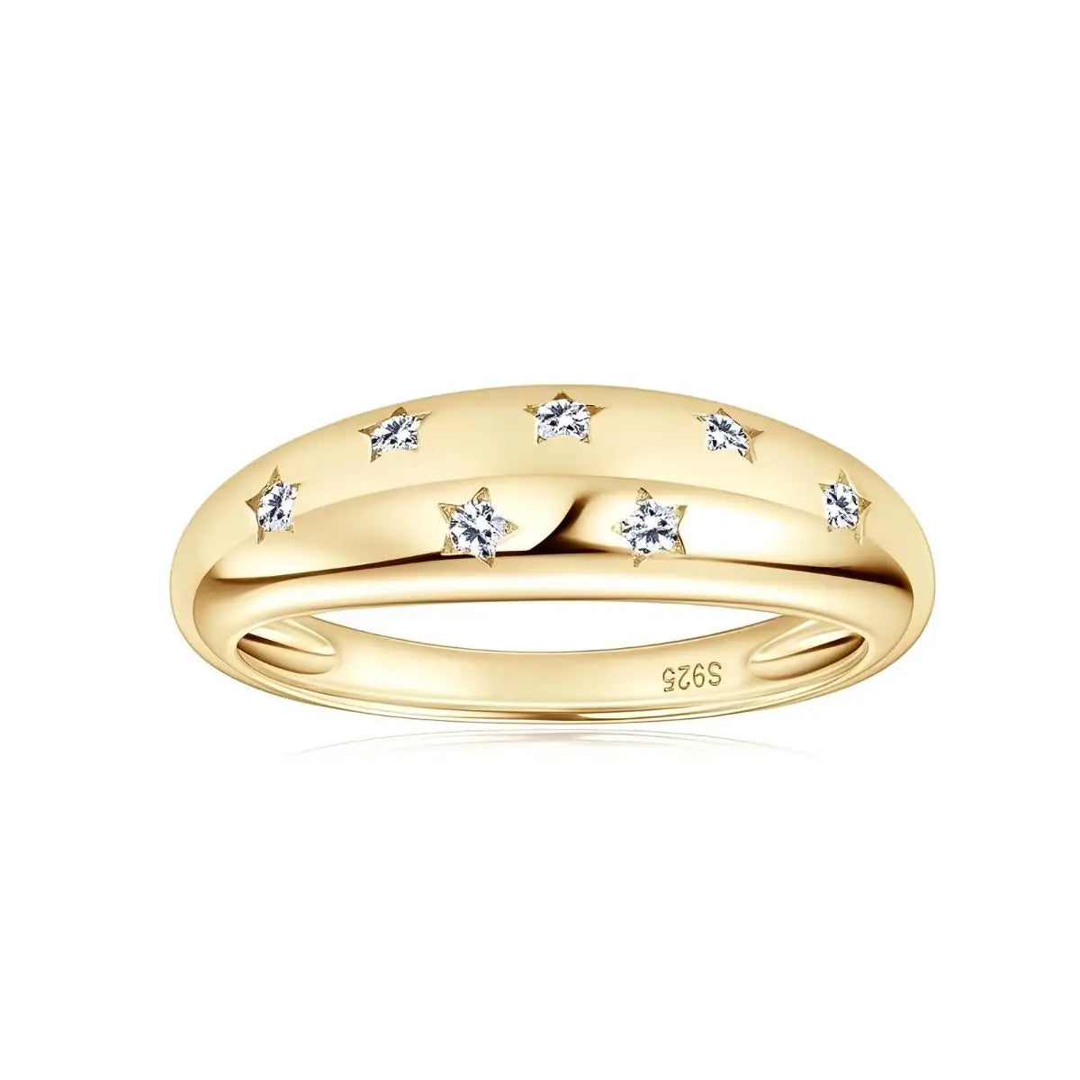 Sterling Silver Moissanite Star Ring Band In Gold