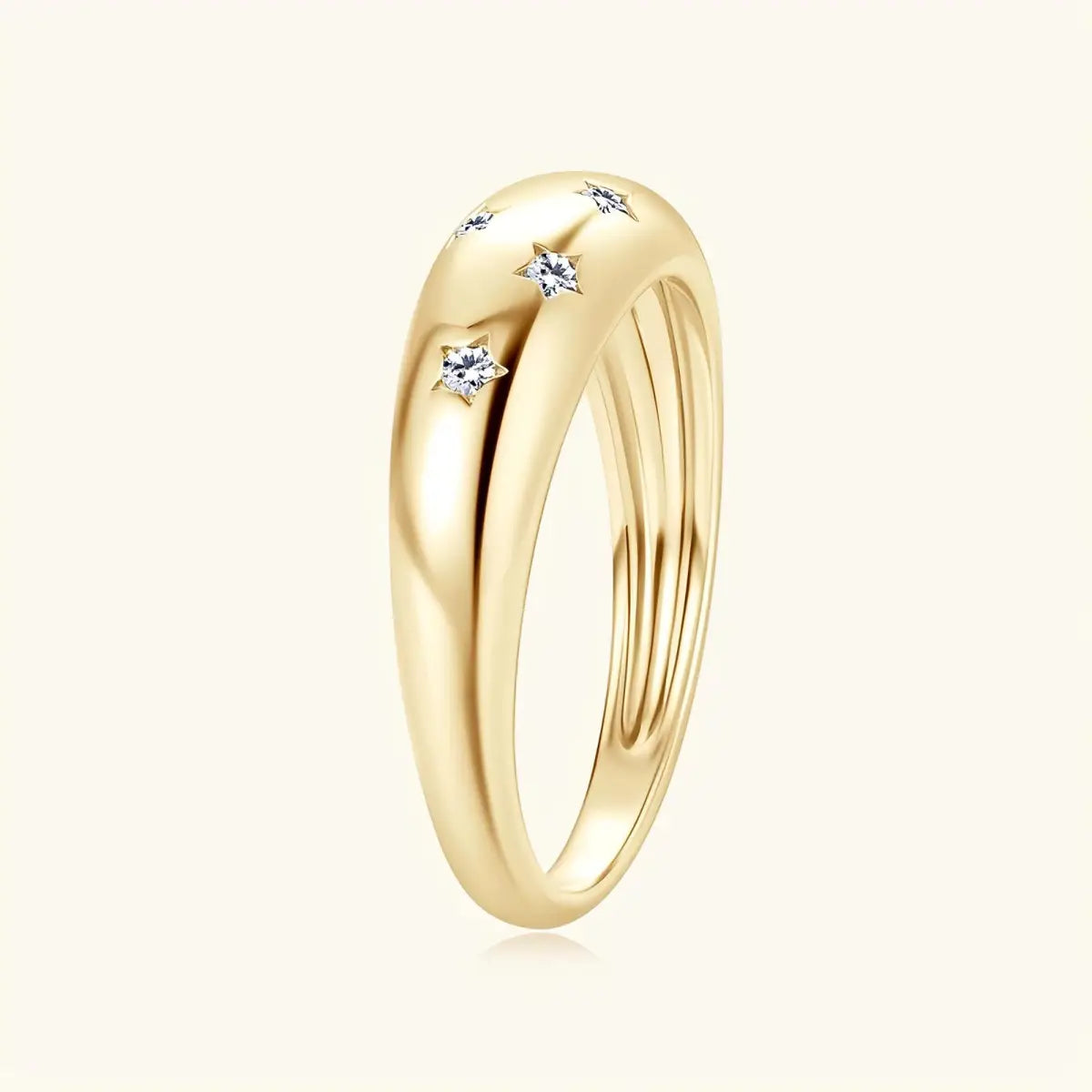 Sterling Silver Moissanite Star Ring Band In Gold