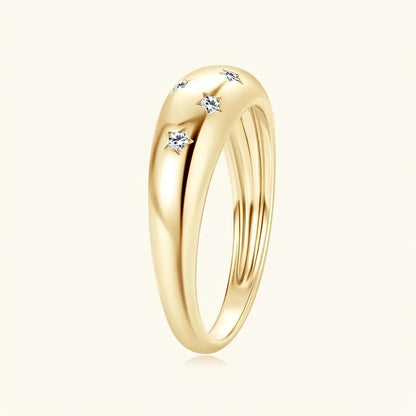 Sterling Silver Moissanite Star Ring Band In Gold