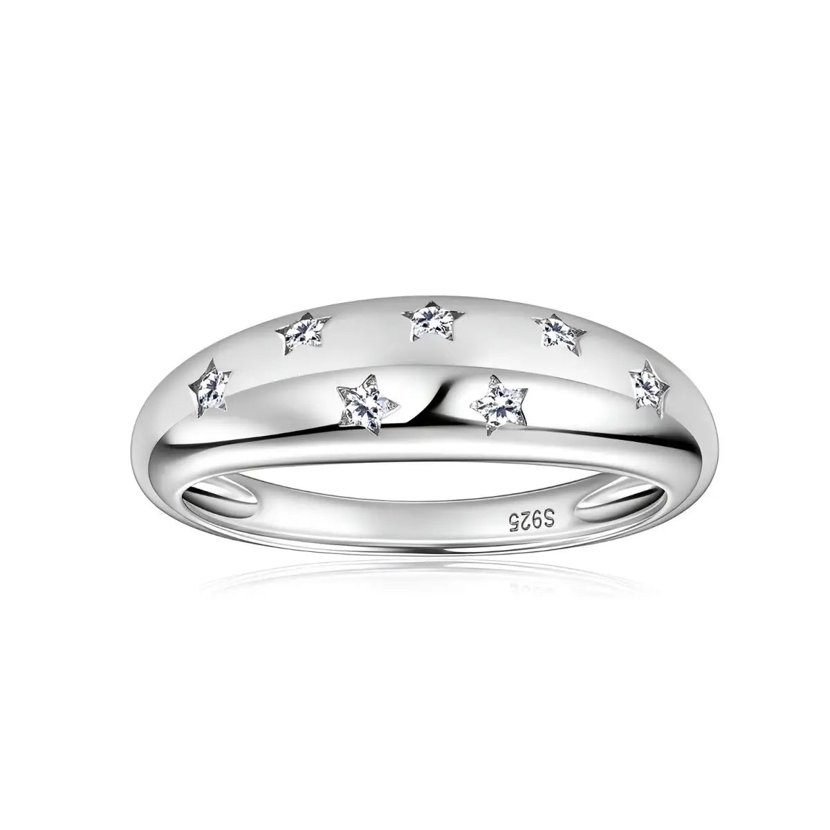 Sterling Silver Moissanite Star Ring Band In Silver