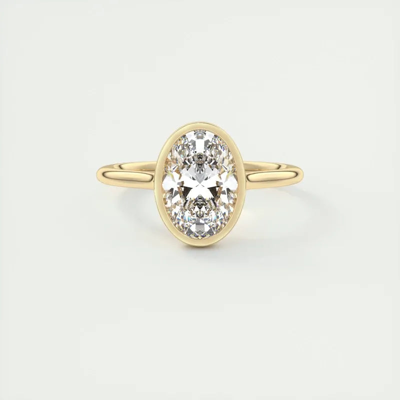 Zircon Solitaire Ring in Gold-Plated Sterling Silver for Engagement