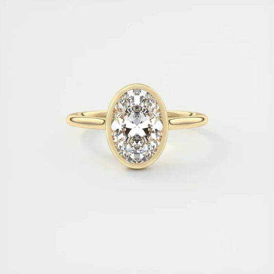 Zircon Solitaire Ring in Gold-Plated Sterling Silver for Engagement