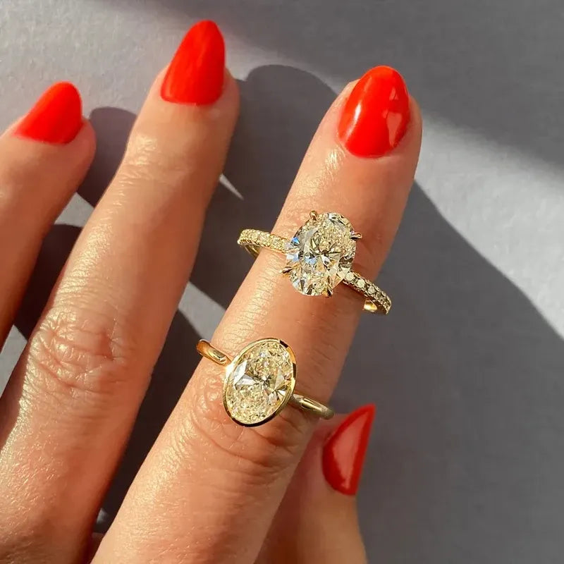 Zircon Solitaire Ring in Gold-Plated Sterling Silver for Engagement